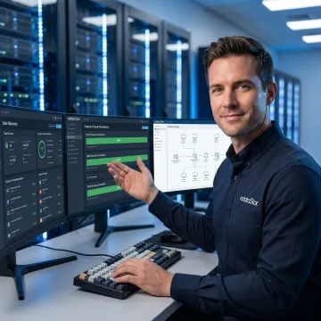 Technician restoring business systems after ransomware