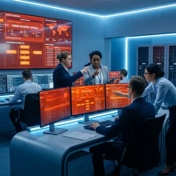Cybersecurity team managing an incident response event