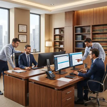 Law firm IT support team assisting attorneys