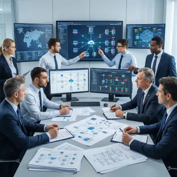 Government IT infrastructure consulting team reviewing systems