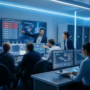 Security analyst monitoring network threats