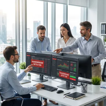 Cybersecurity team responding to a ransomware incident