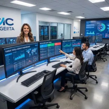 IT security team monitoring business systems