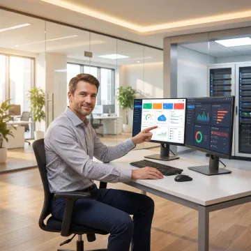 Technician reviewing managed IT infrastructure