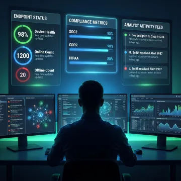 Cybersecurity monitoring dashboard in use