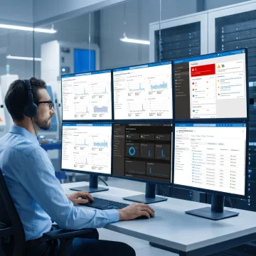 Technician reviewing Azure infrastructure performance