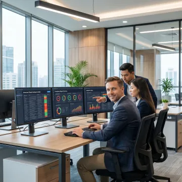 Security team reviewing cyber risk data