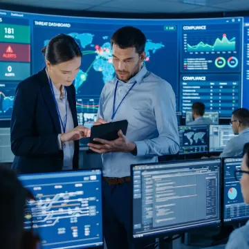 Cybersecurity team monitoring business networks