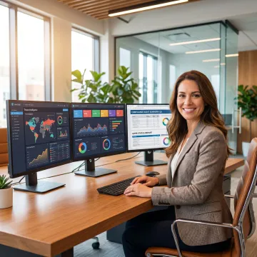 Cybersecurity consultant reviewing business security systems