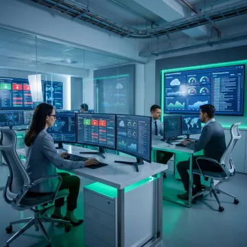 Managed IT support team monitoring business systems