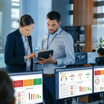 Consultant presenting cybersecurity risk assessment findings
