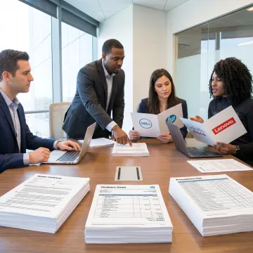 IT procurement planning meeting with vendor contracts