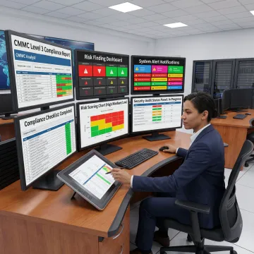 Security analyst reviewing compliance controls