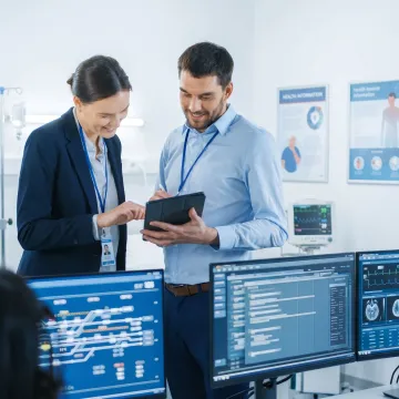 Healthcare IT team monitoring secure systems