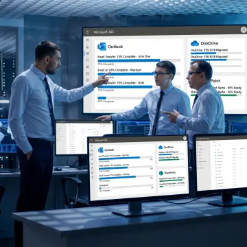 IT team managing Microsoft 365 migration