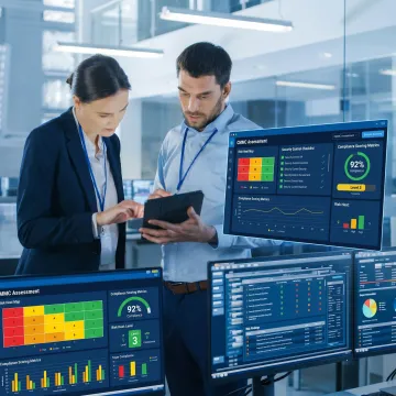 Cybersecurity team reviewing CMMC assessment data