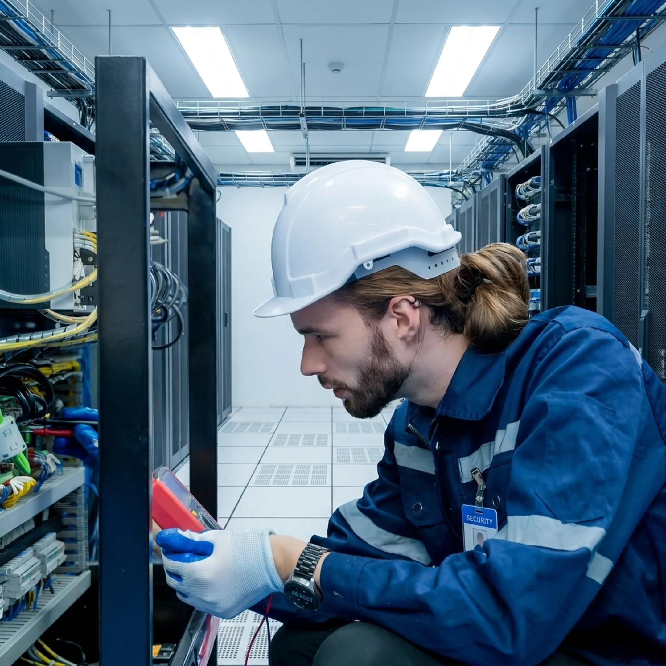 Network engineer configuring cloud server infrastructure