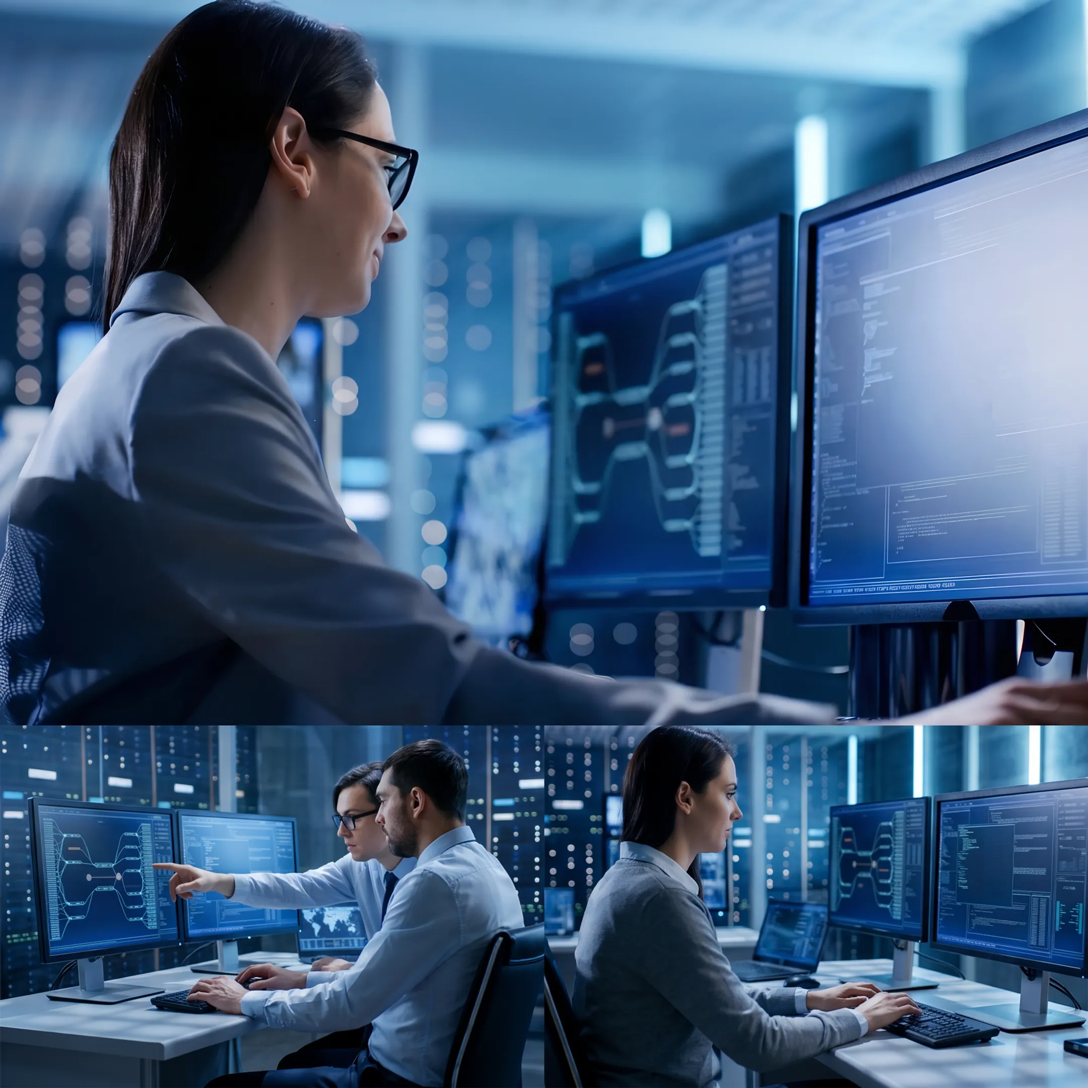 IT management technician monitoring server systems and business networks in San Jose