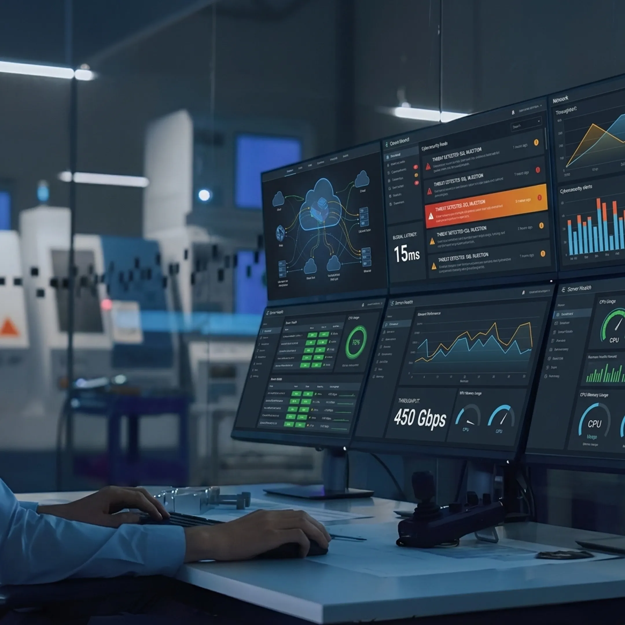 Managed IT professional reviewing secure cloud and network systems