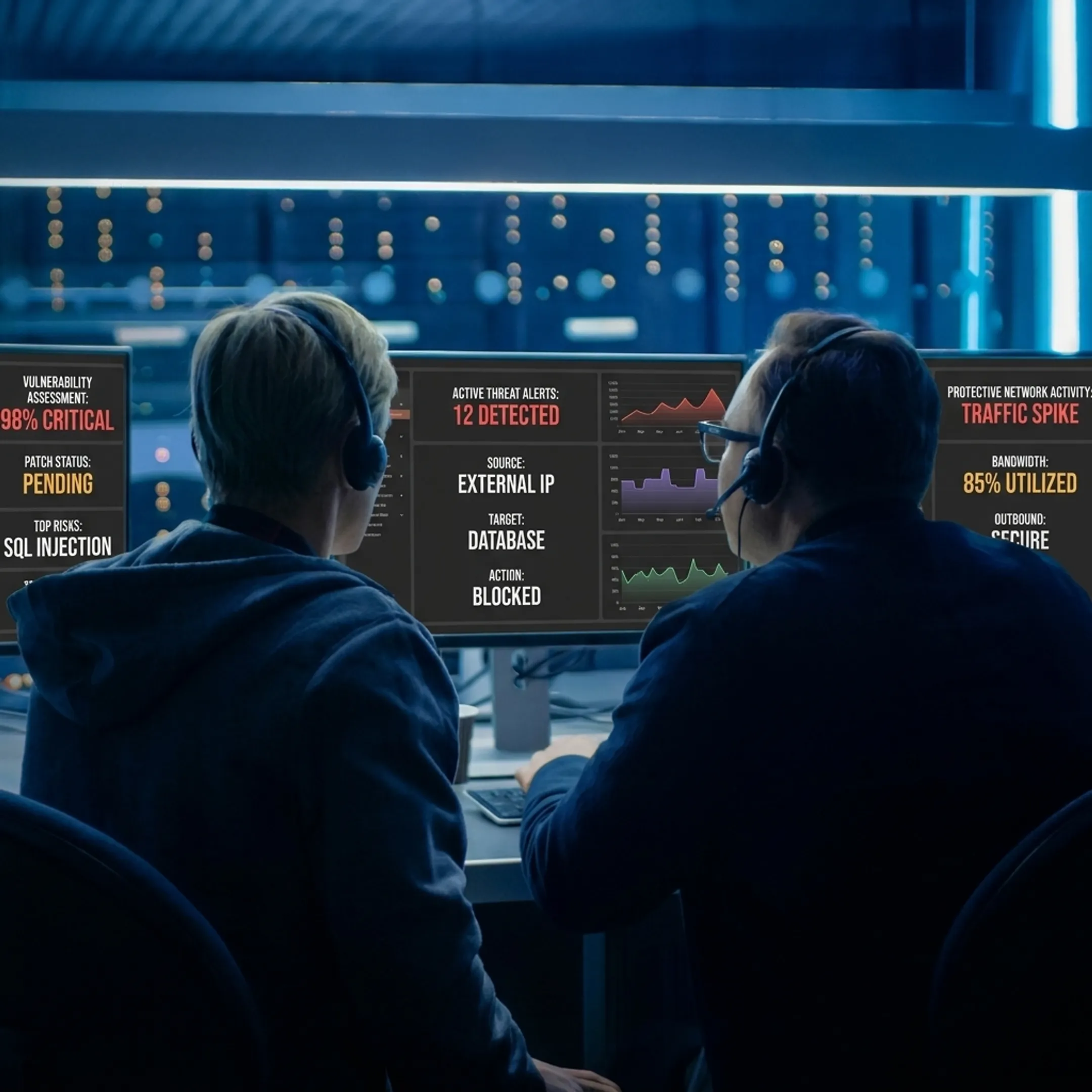 Cybersecurity specialist analyzing security audit results