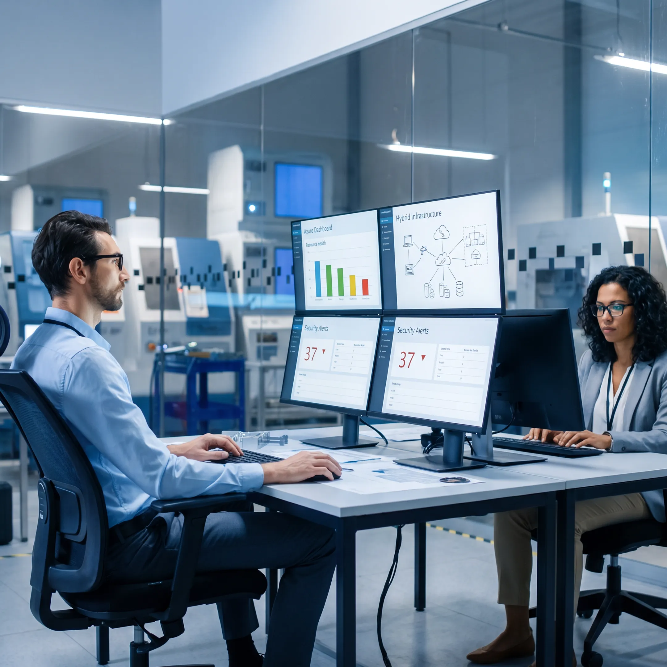 IT specialists managing a secure Azure cloud environment