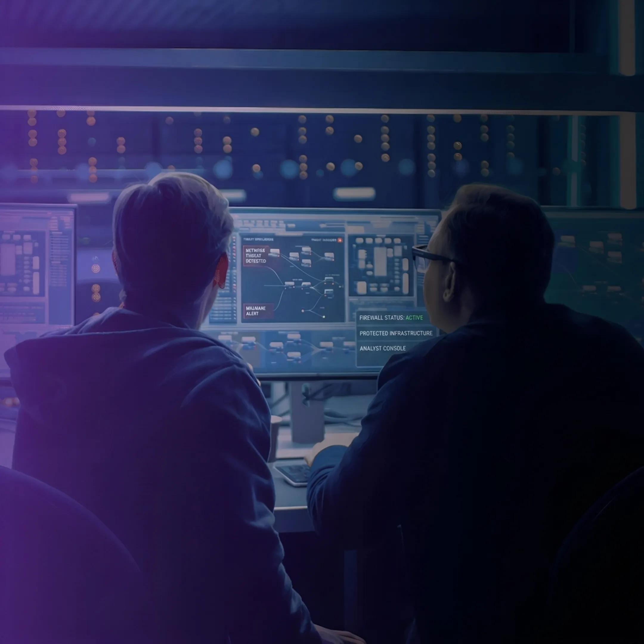 Cybersecurity professional reviewing managed security alerts and threat activity