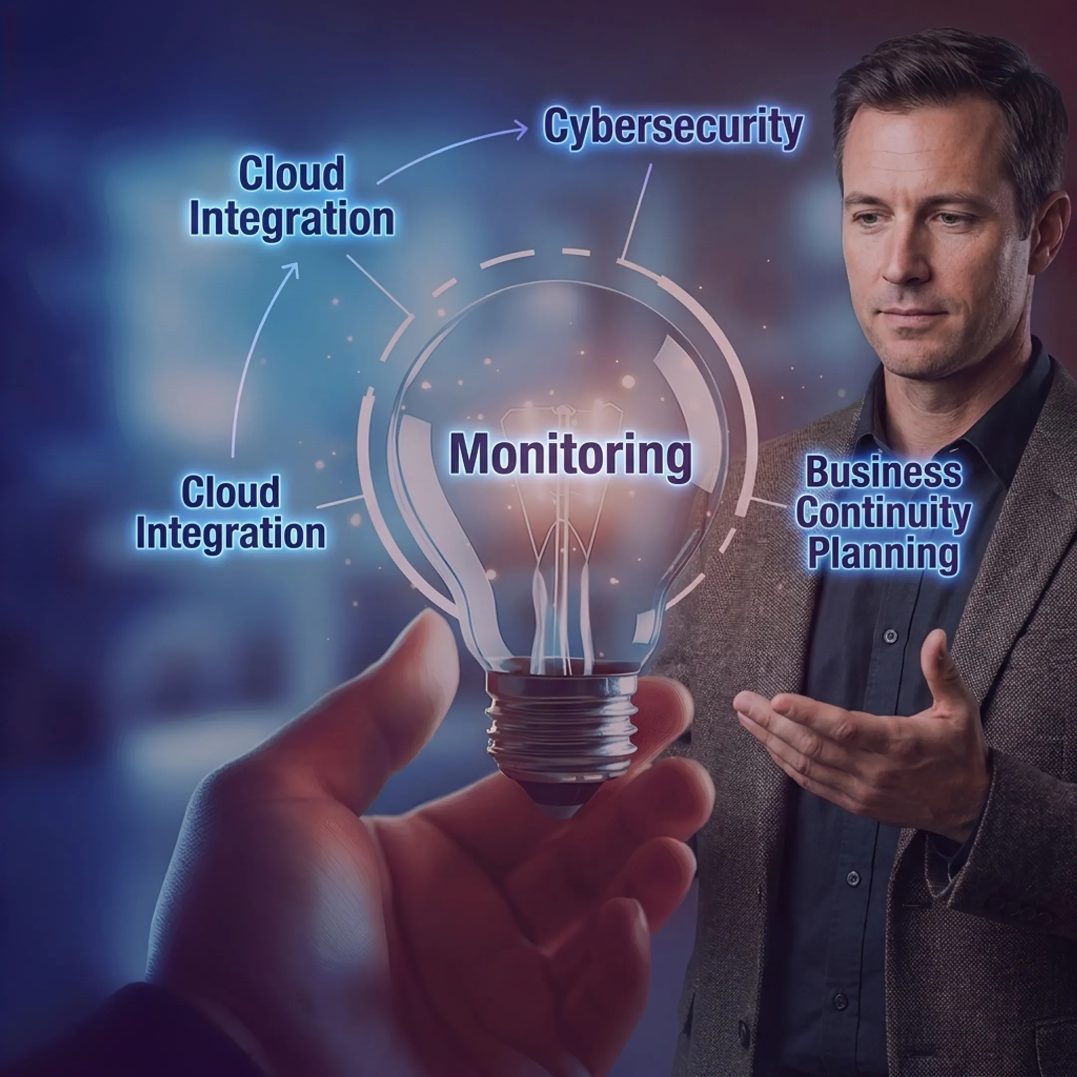 IT consultant planning secure cloud and business technology solutions