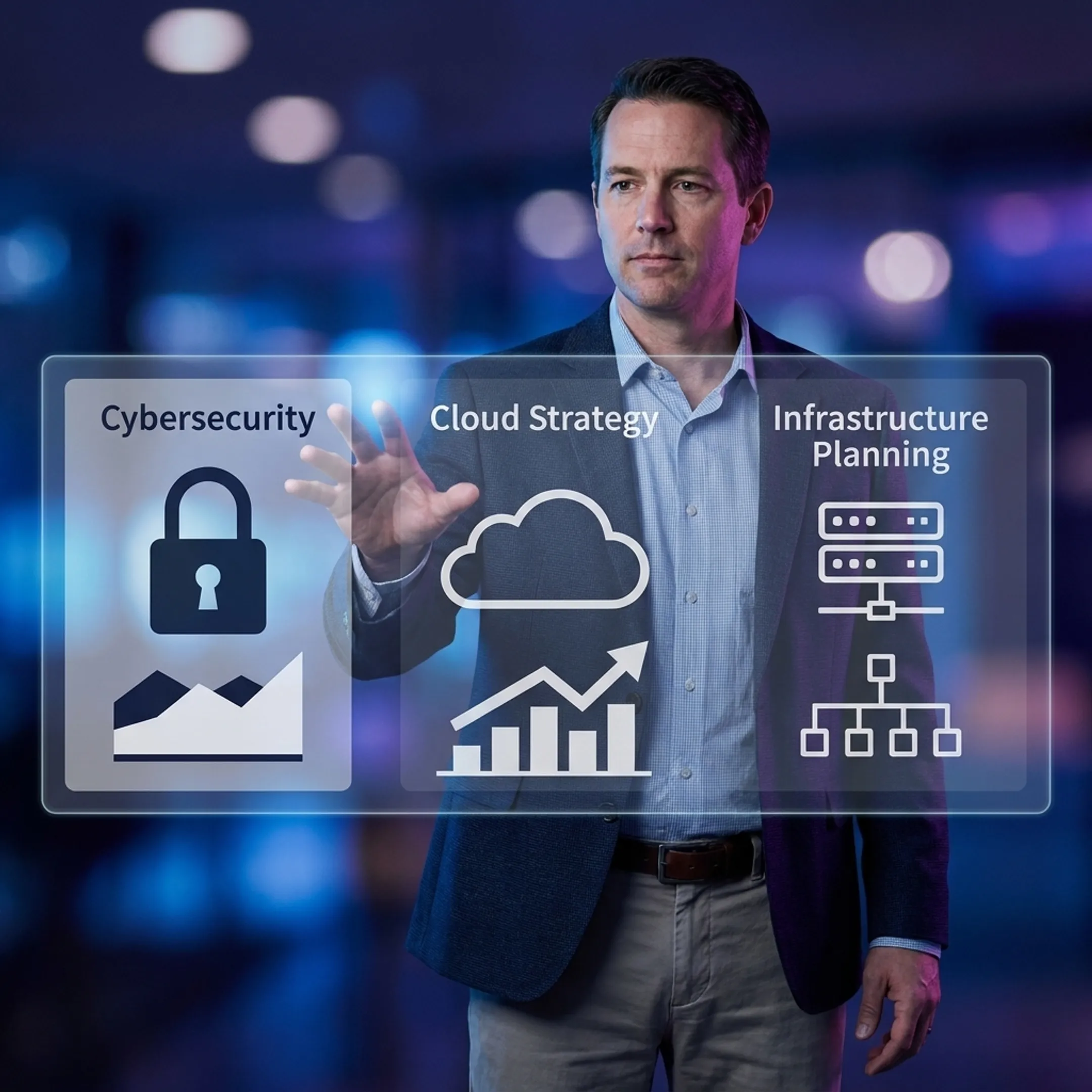 Technology advisor presenting a strategic IT roadmap to business executives