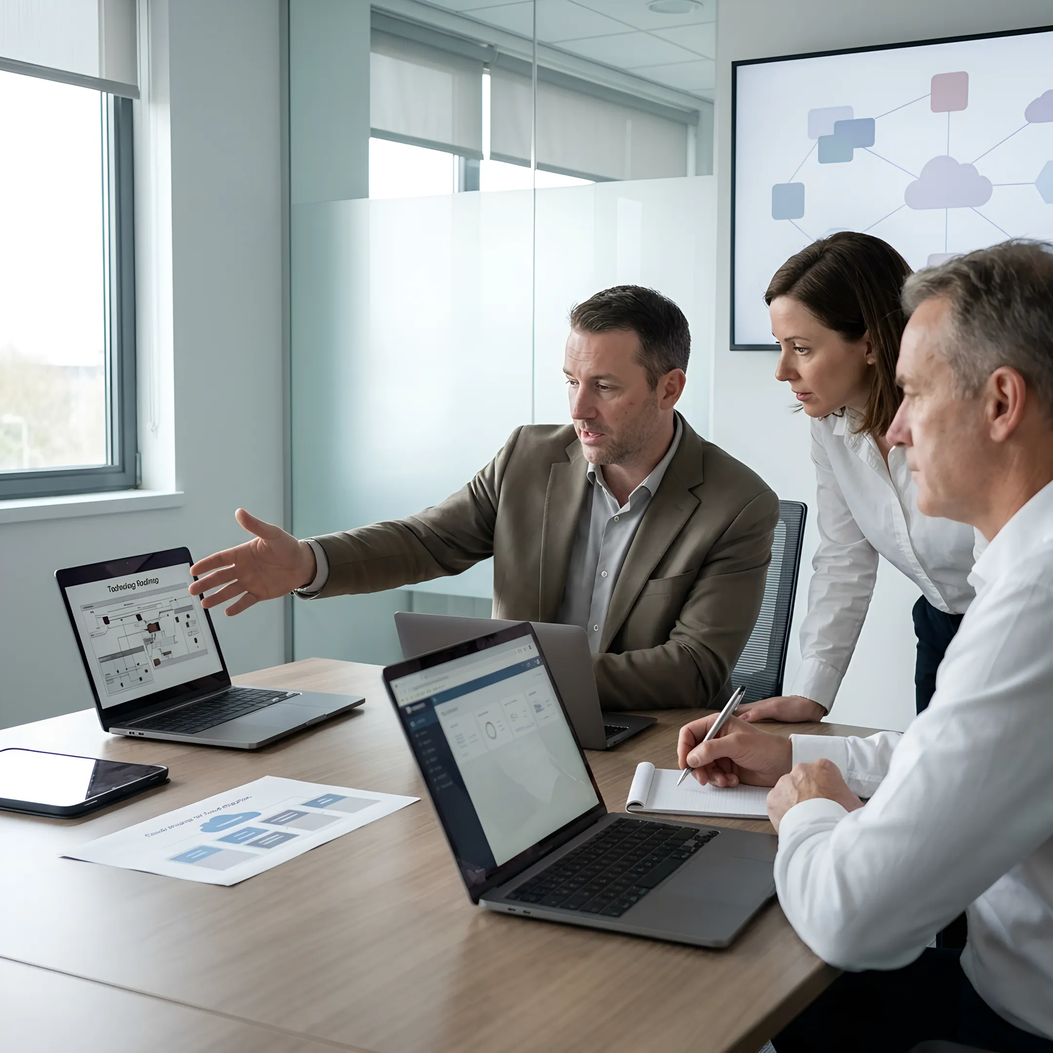 Consultant discussing a customized IT strategy with a business team