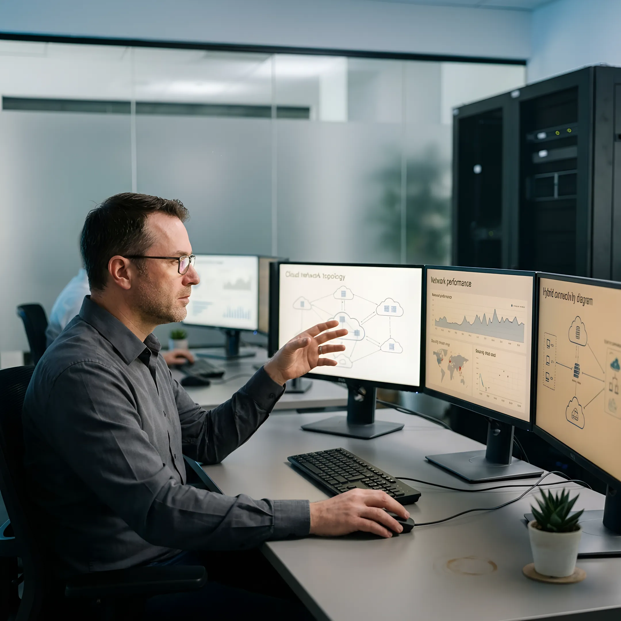 Specialist monitoring Azure cloud infrastructure and security performance