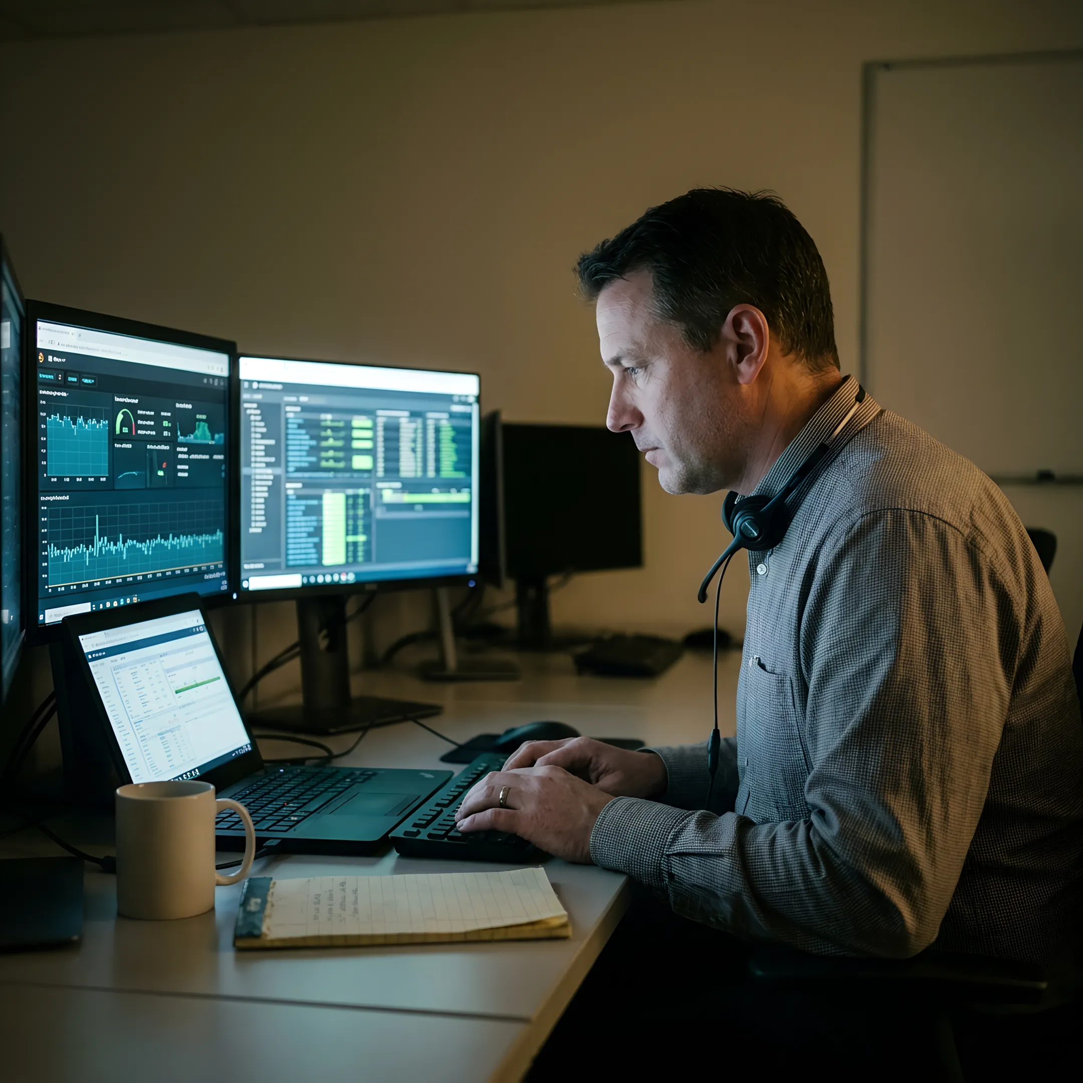 Technician providing emergency business IT support remotely