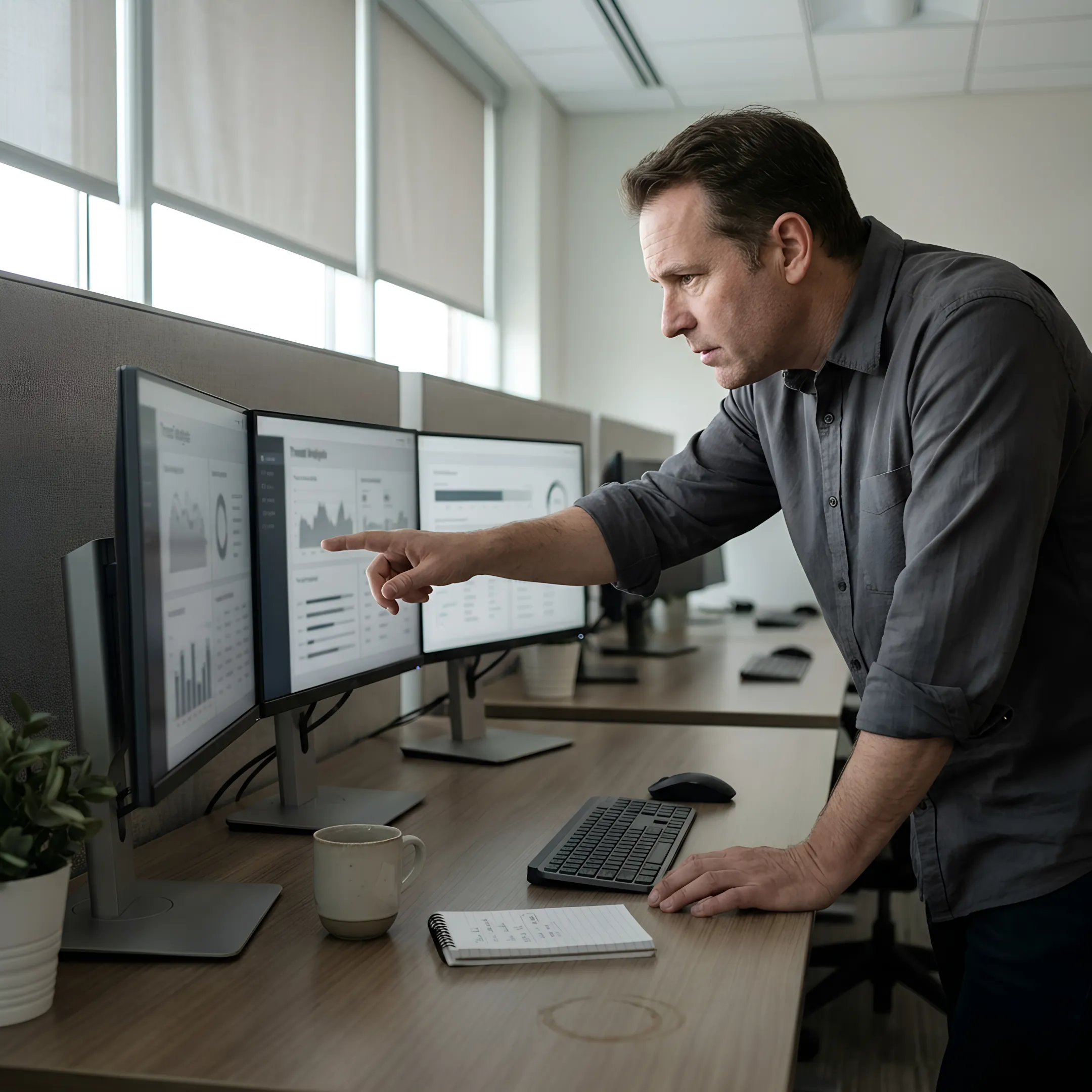 Cybersecurity specialist analyzing security audit results