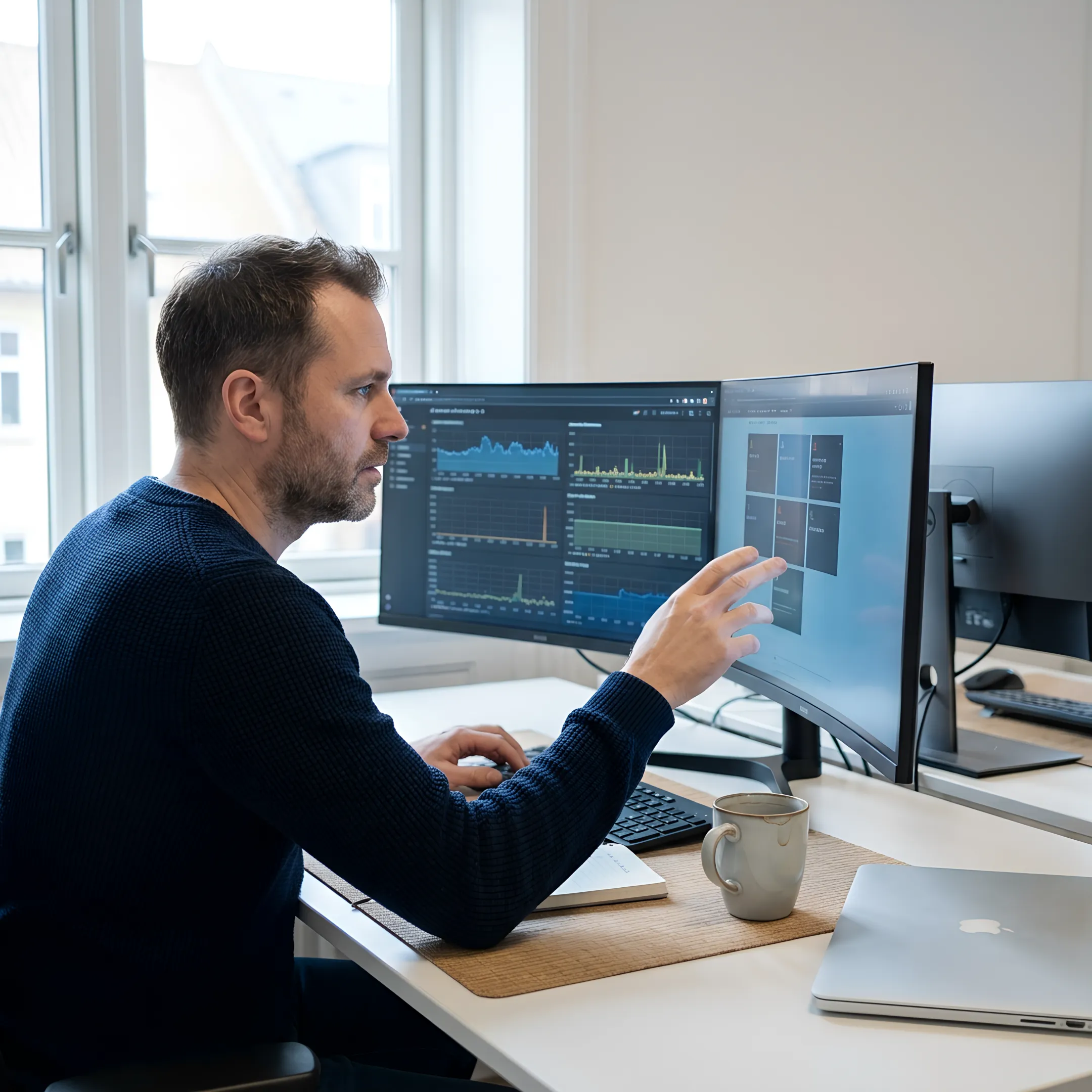 Managed IT professional reviewing secure cloud and network systems