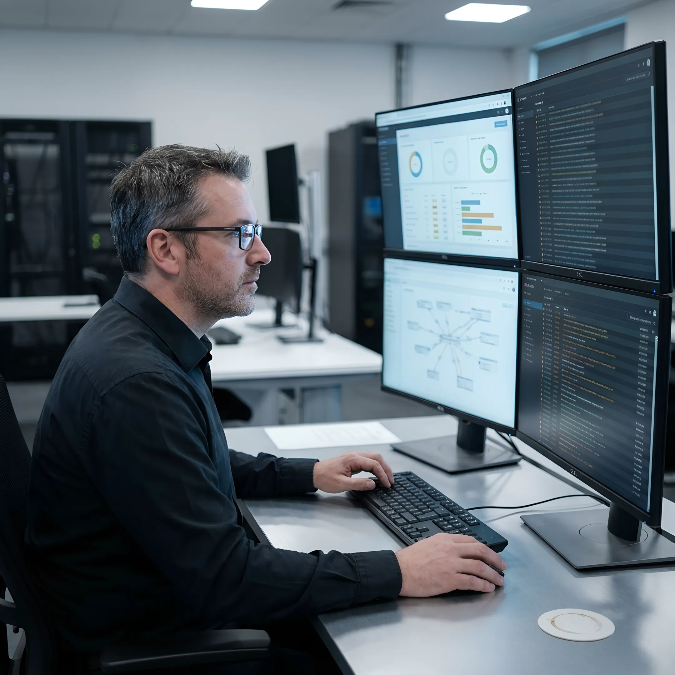 IT security specialist reviewing ransomware protection controls