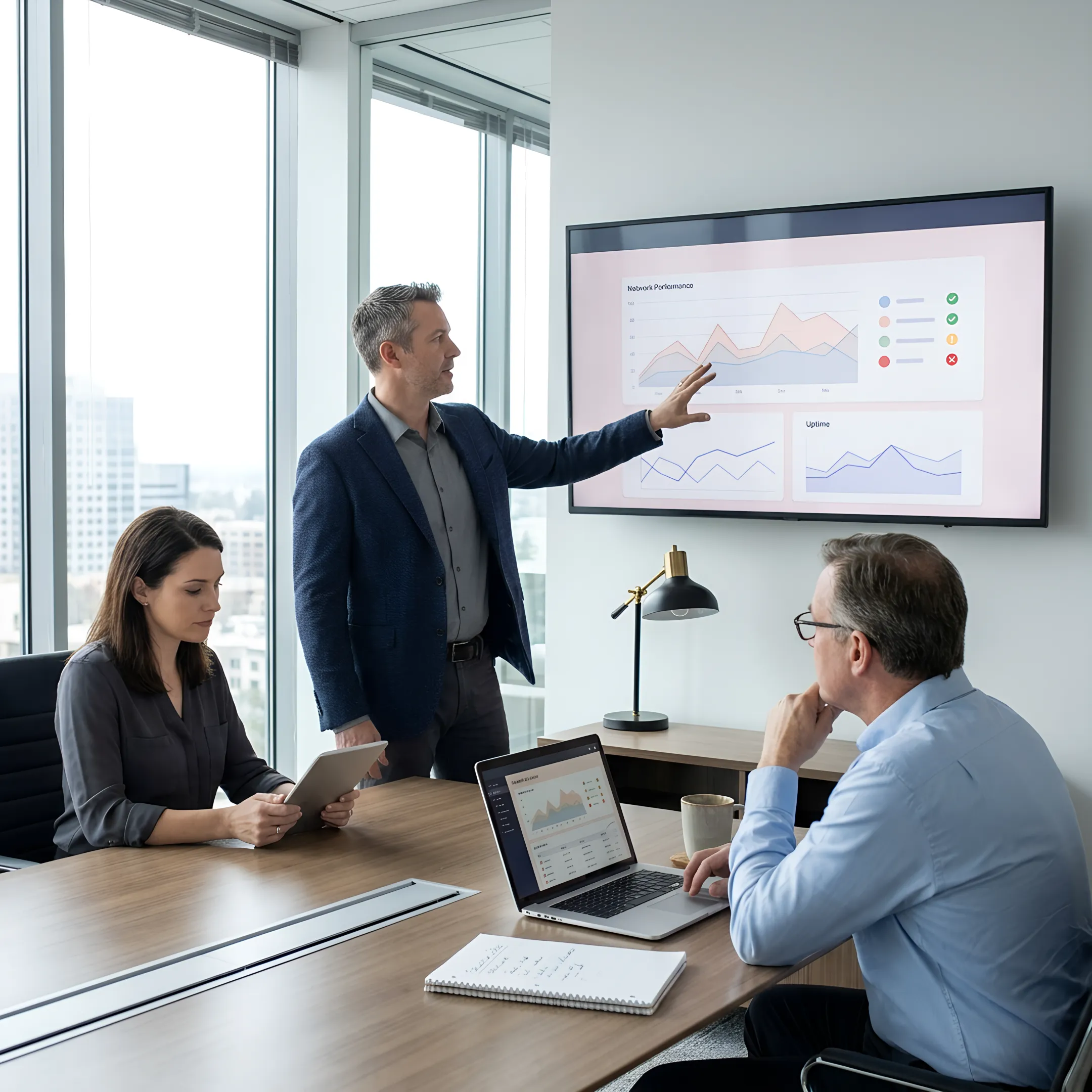 IT consultant reviewing managed services strategy with business team