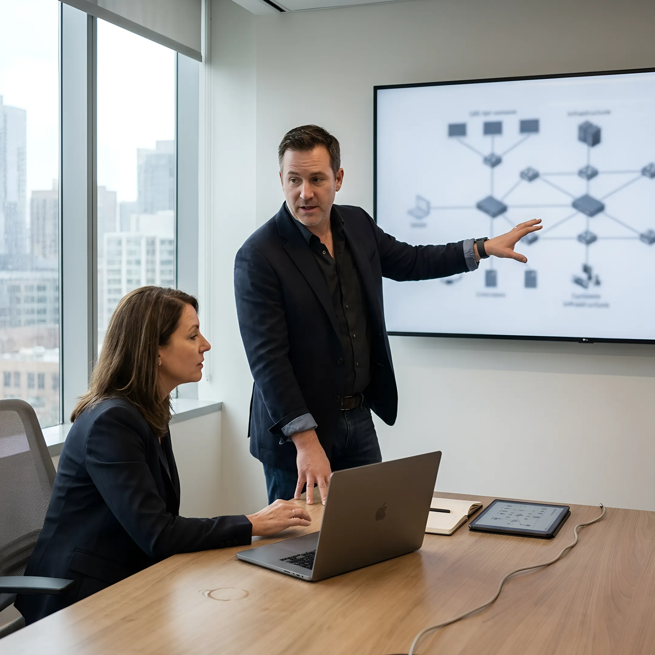 IT consultant discussing roadmap with client
