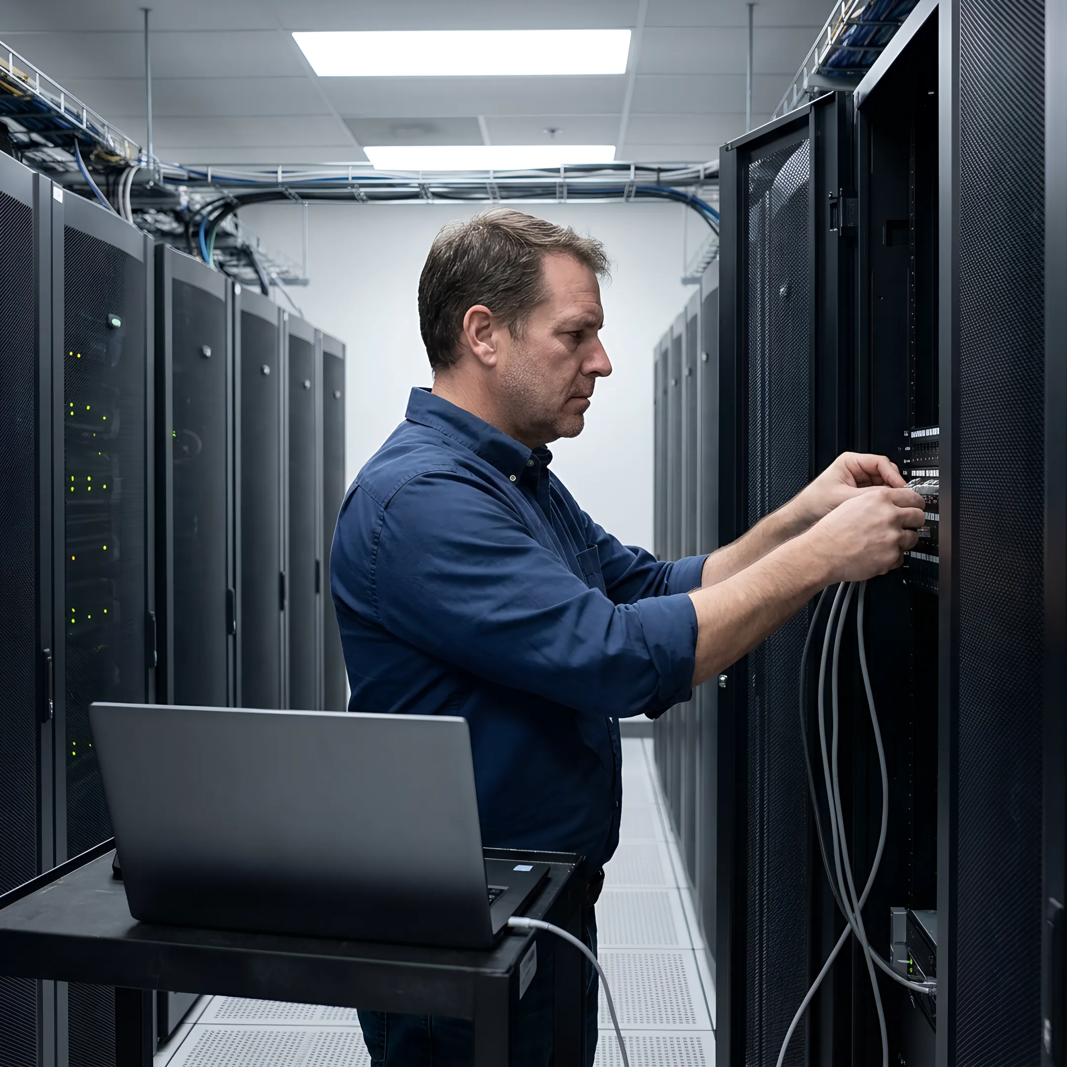 Managed IT support specialist configuring enterprise server hardware