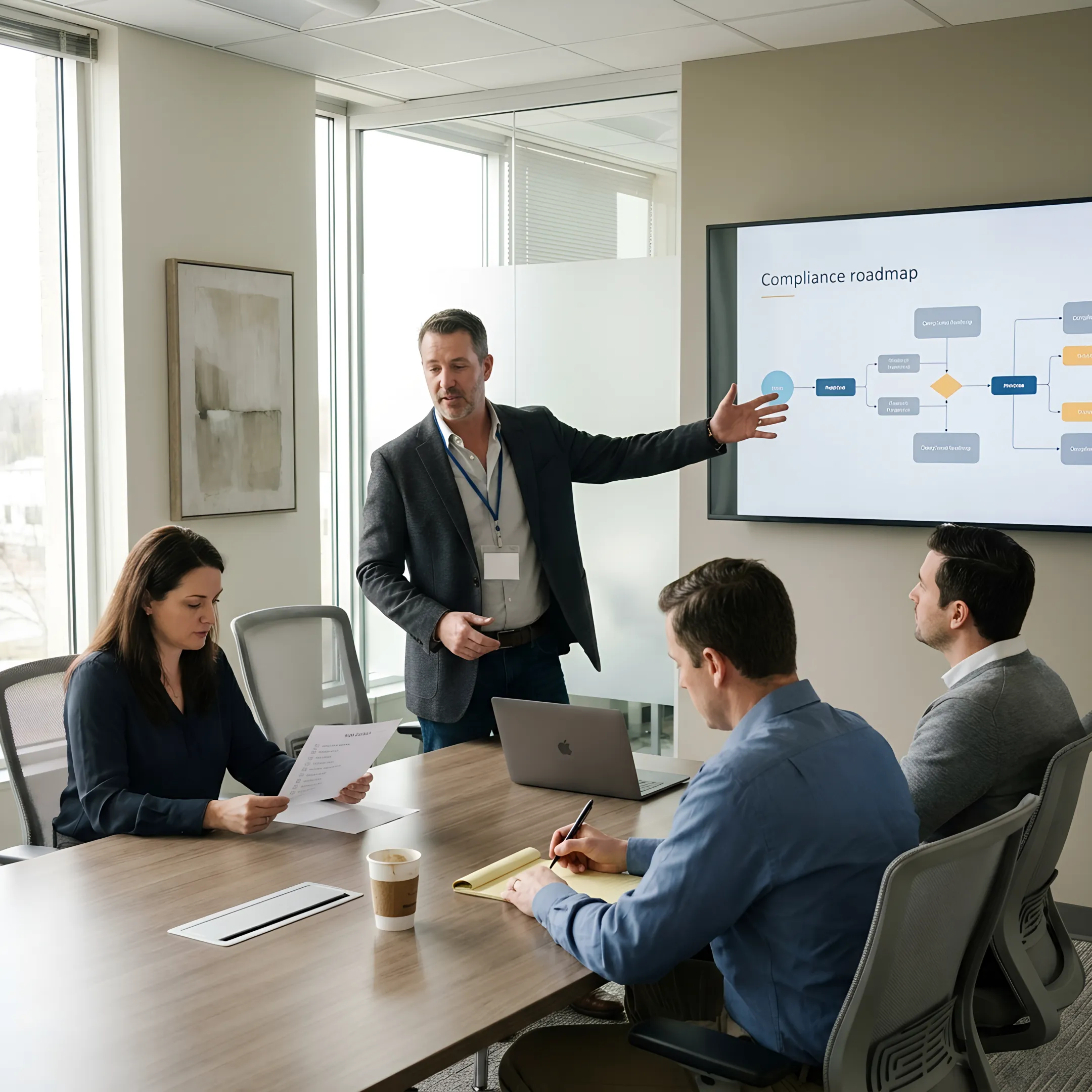 Consultant planning IT compliance strategy