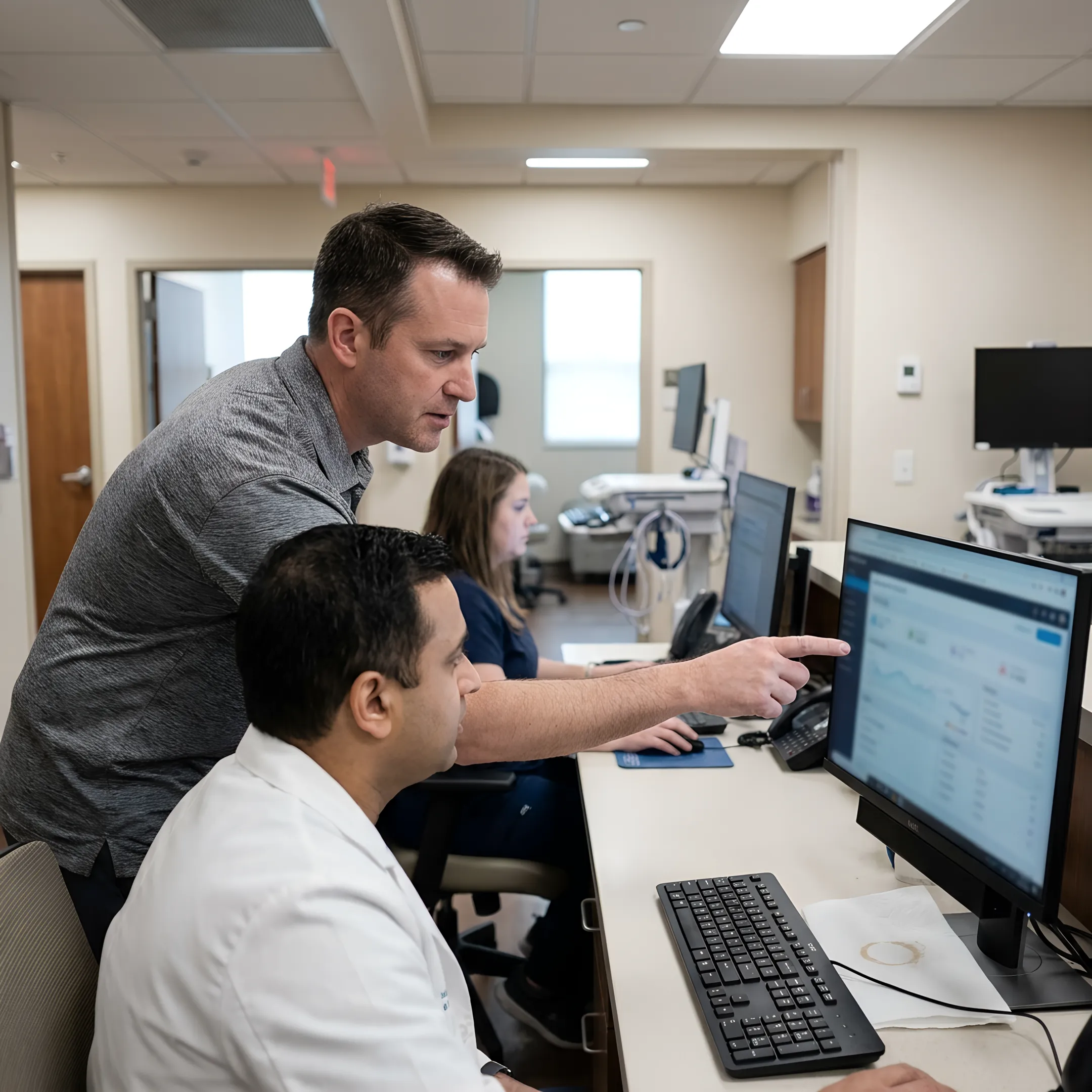 Healthcare staff using secure managed IT systems