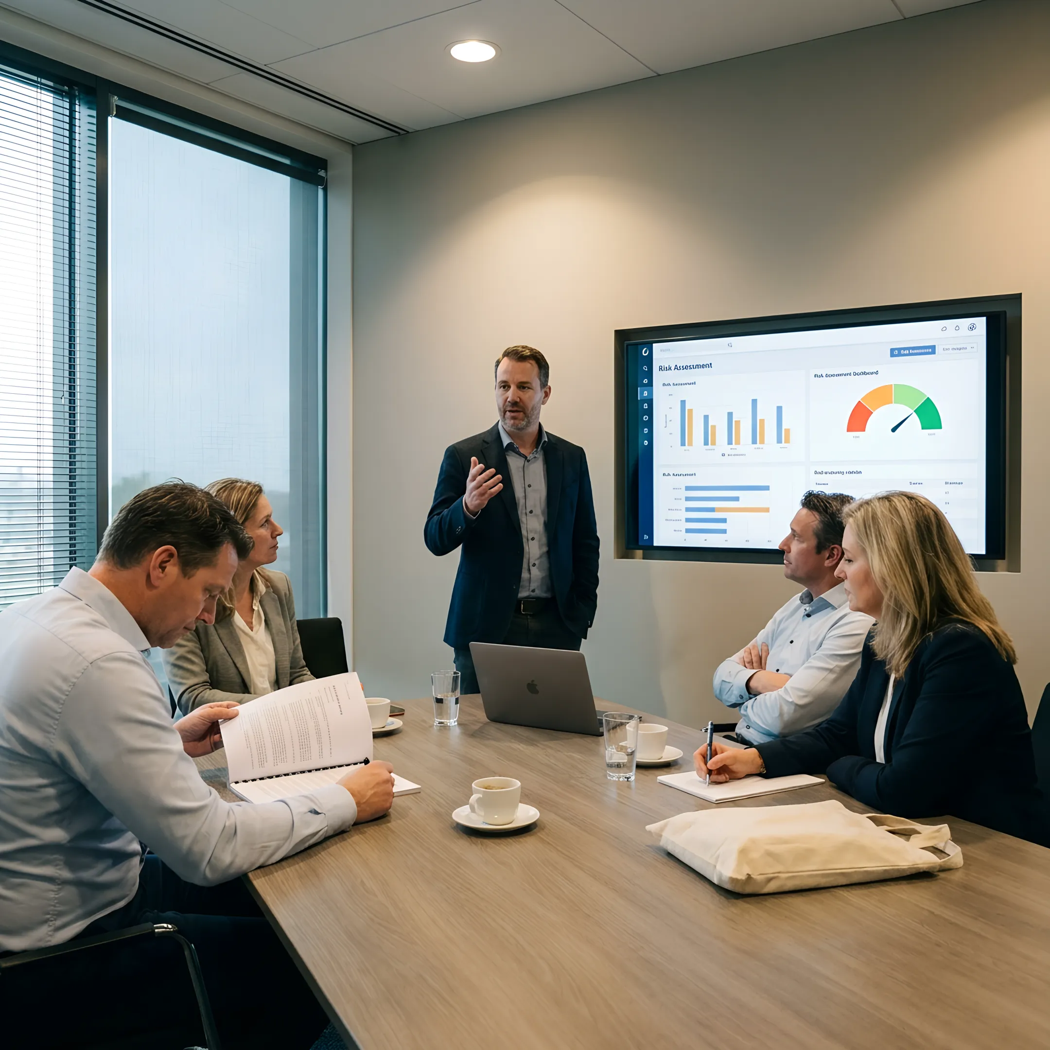 Security consultant presenting cyber risk strategy