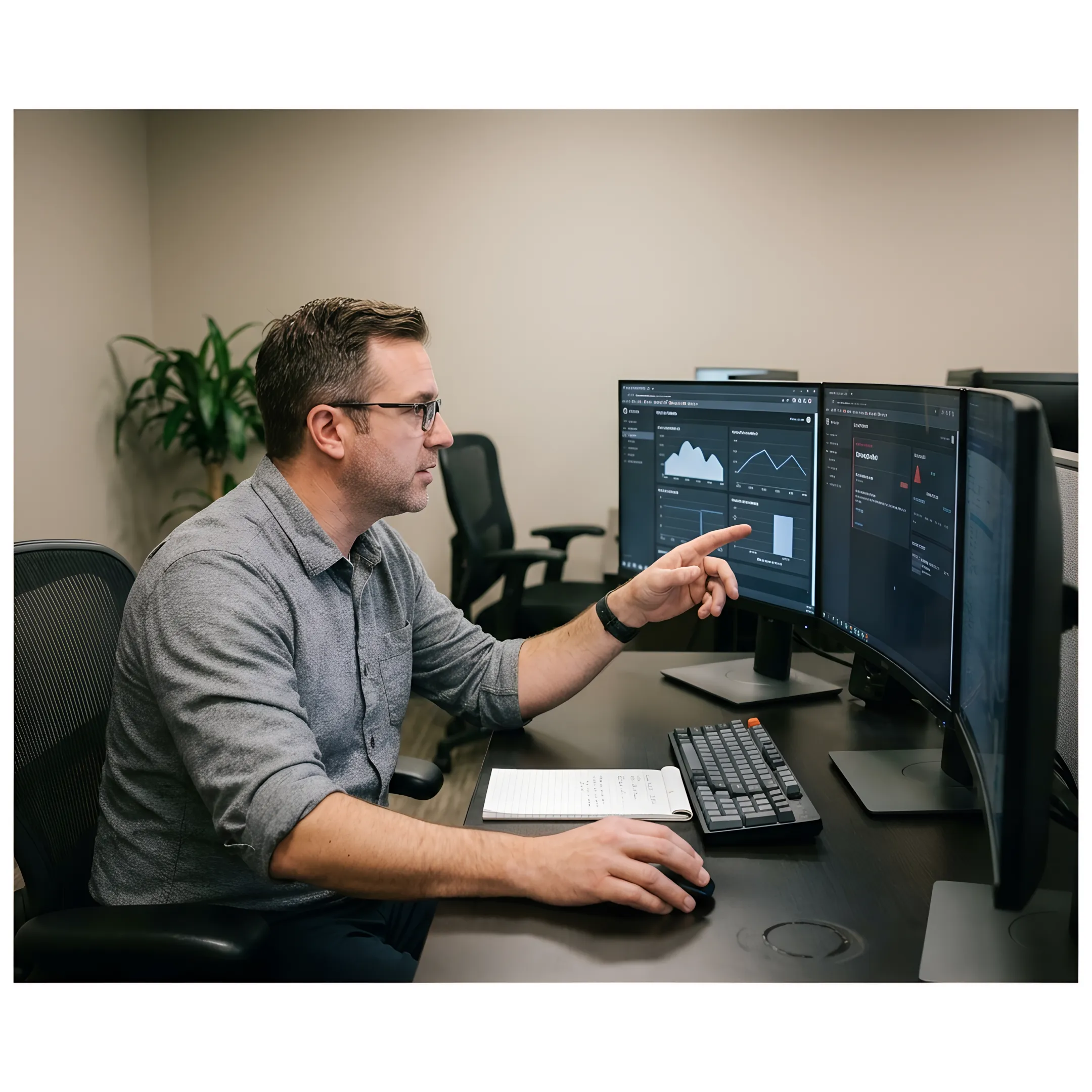 Technician reviewing Azure infrastructure performance