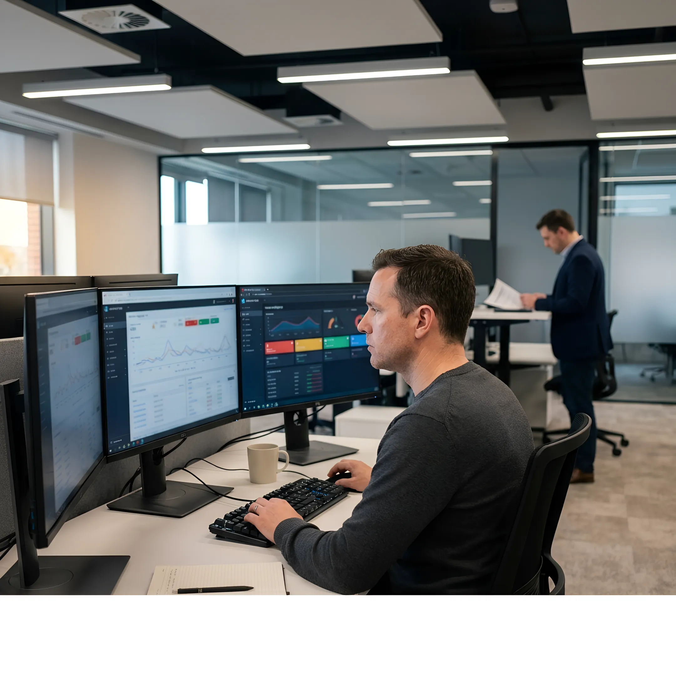 Security team reviewing cyber risk data