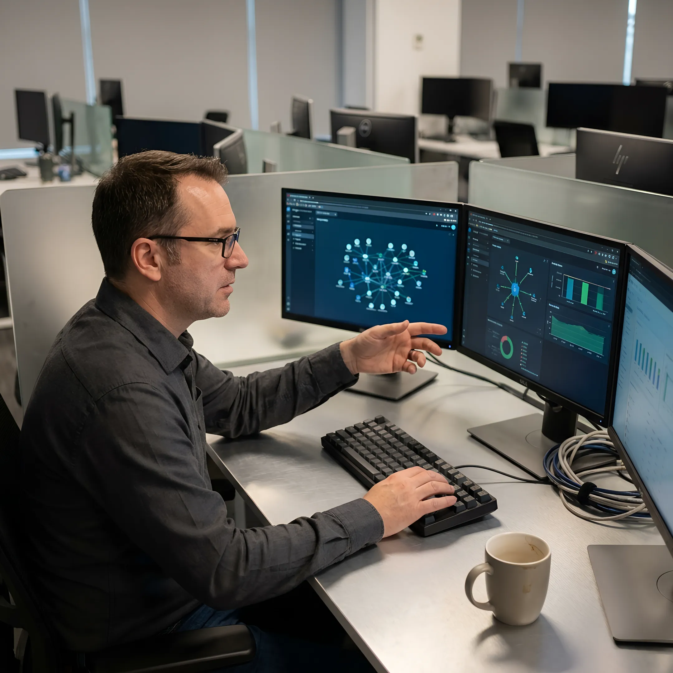 IT professional securing business network infrastructure
