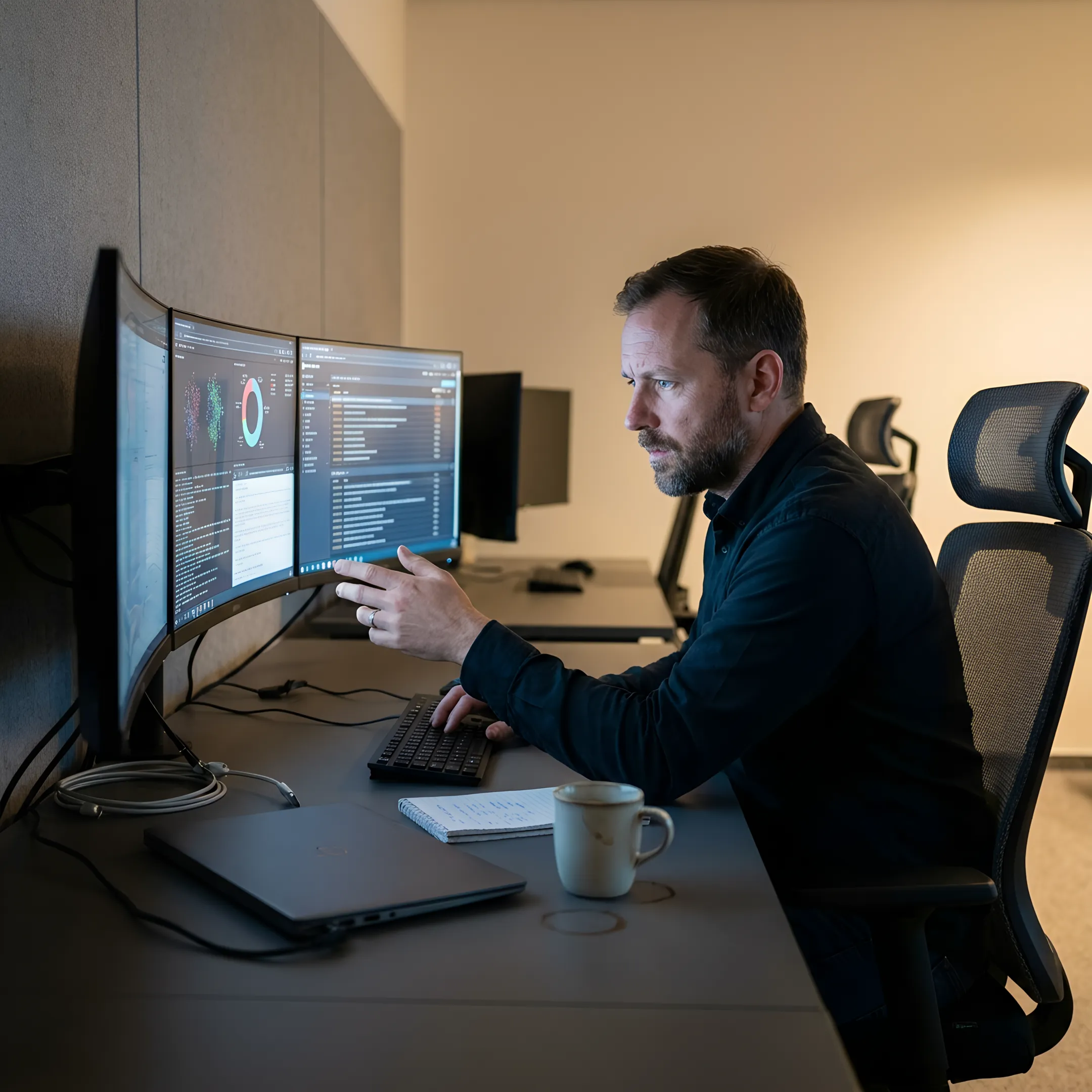 Analyst reviewing cyber incident data