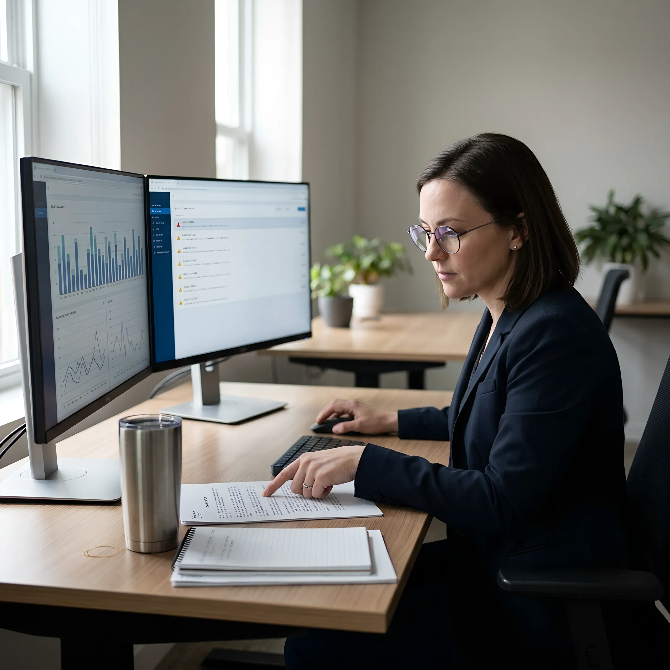 Security analyst reviewing compliance controls