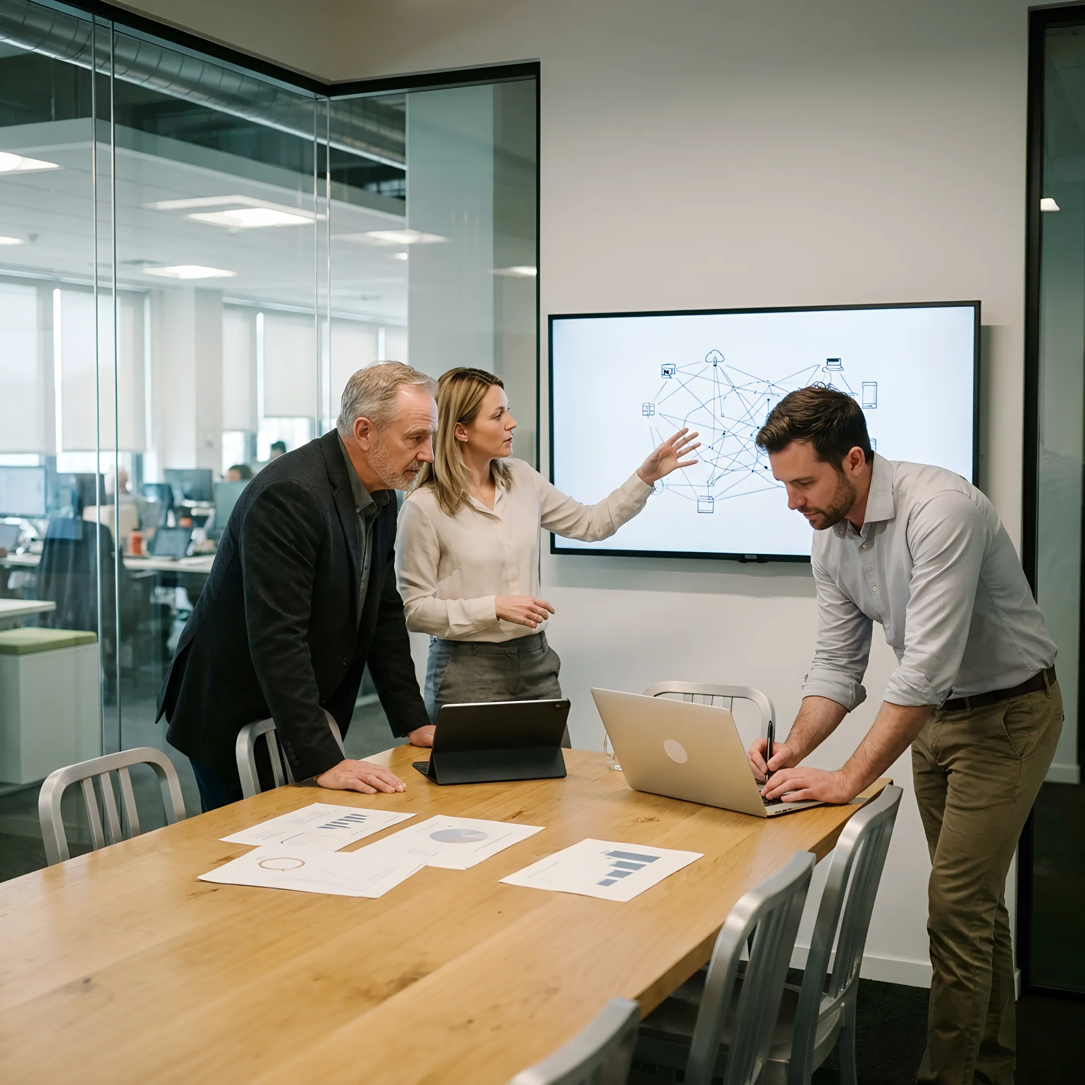 Business IT team reviewing cloud and security strategy