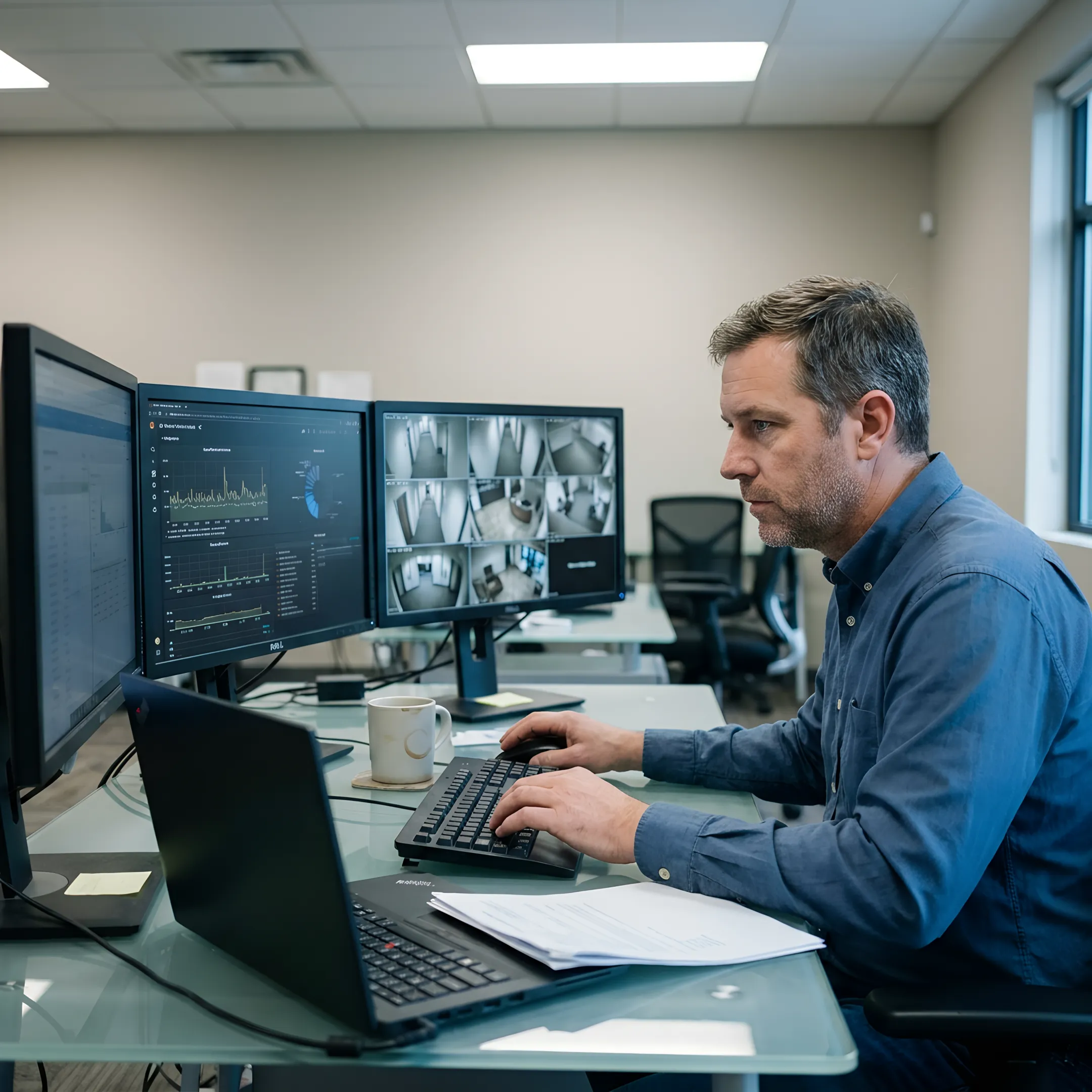 IT professional reviewing business security systems