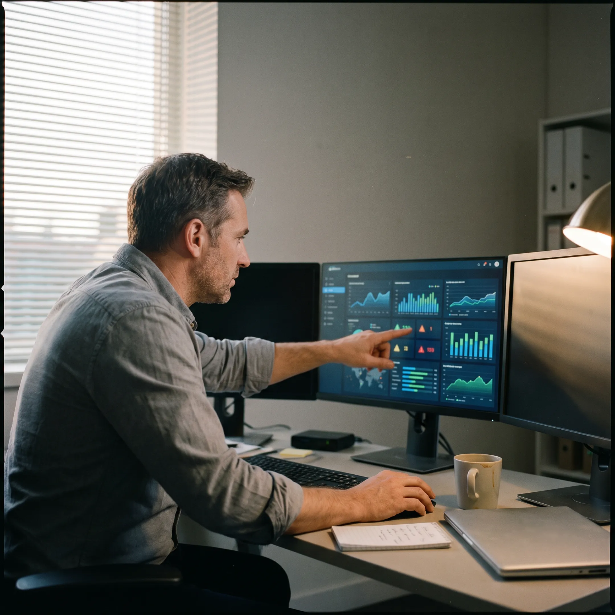 IT security specialist reviewing cybersecurity controls