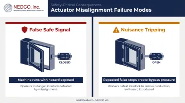 Two interlock actuator misalignment failure modes false safe signal versus nuisance tripping