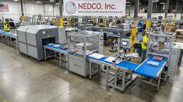 NEDCO E-Z Fold modular garment folding and packaging equipment lineup